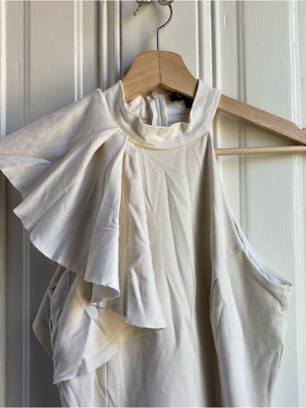 Lulu’s One-Shoulder Cream Ruffle Dress - Picture 2 of 9
